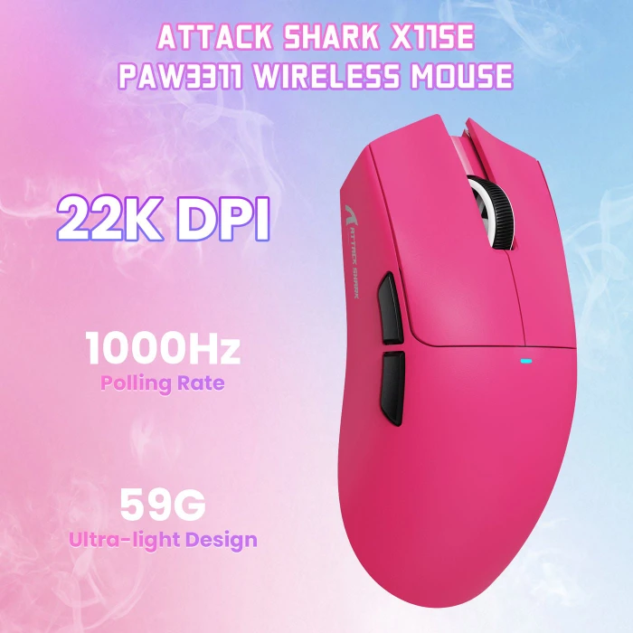 Attack Shark X11SE Wireless Gaming Mouse Berry Red, USB/Bluetooth
