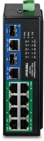 TRENDnet TI Hardened Industrial Railmount Gigabit Switch, 8x RJ-45, 2x RJ-45/SFP, 400W PoE++ (TI-BG108)