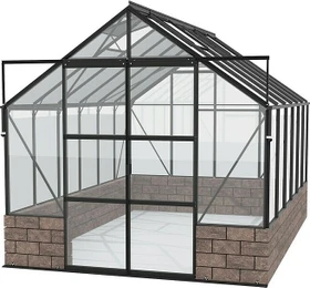 Vitavia Cassandra 9900 ESG 3mm Gewächshaus inkl. Sockel schwarz/sandstein