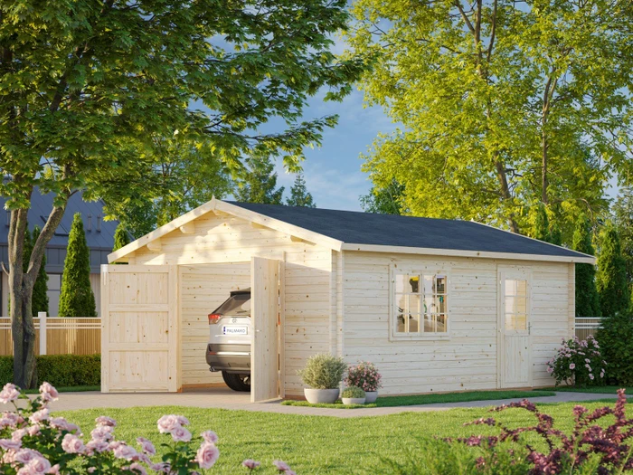 Palmako Roger 23.9m² Gartenhaus mit Holztor natur