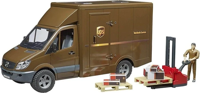 Bruder Profi-Serie MB Sprinter UPS mit Fahrer und Zubehör