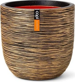 Capi Topf Kugel Rib Blumentopf 35cm schwarz/gold