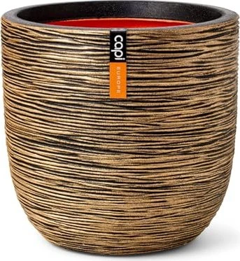 Capi Topf Kugel Rib Blumentopf 35cm schwarz/gold
