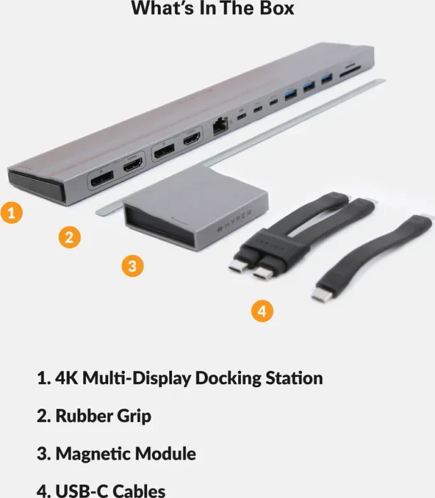 Hyper HyperDrive 4k Mulit-Display Dockingstation, grau, USB-C 3.0 [Buchse]