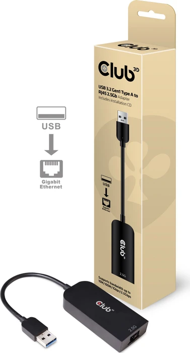 Club 3D Adapter LAN-Adapter, RJ-45, USB-A 3.0 [Stecker]