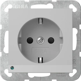 Gira System 55 SCHUKO-Steckdose 16A 250V mit LED-Orientierungsleuchte und Shutter, grau matt