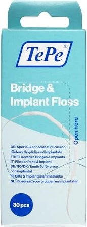 TePe Bridge & Implant Floss - Zahnseide für Brücken, Implantate & Zahnspangen, 1 Stück
