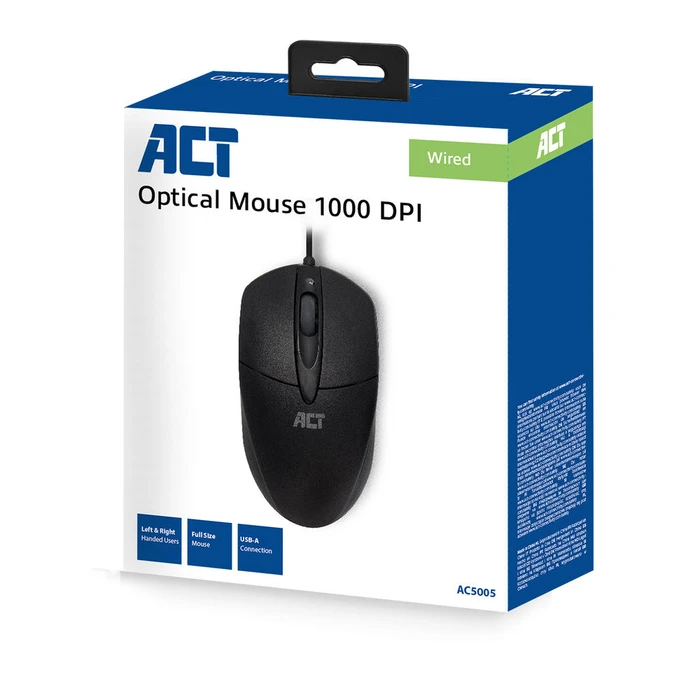Act Optical Mouse 1000dpi schwarz, USB