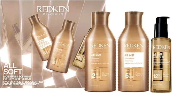 Redken All Soft Shampoo 300ml + Conditioner 300ml + Haaröl 100ml Geschenkset