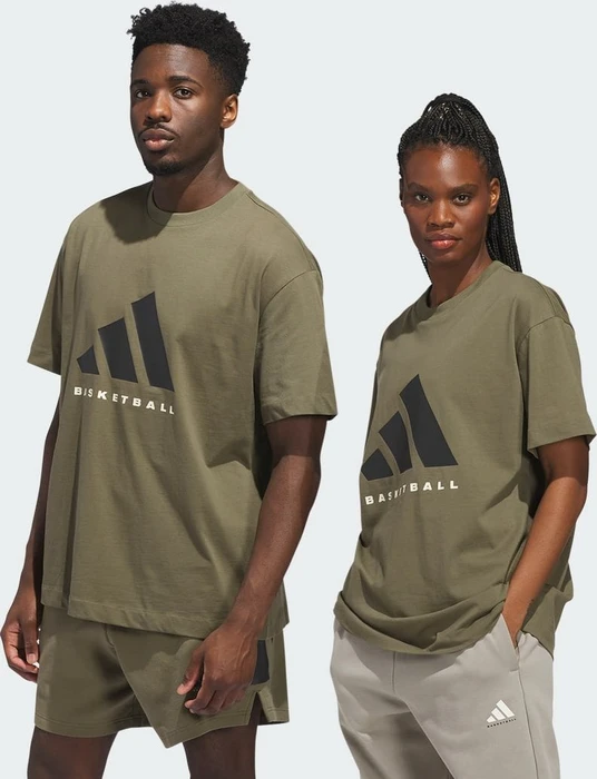 adidas Basketball genderneutral T-Shirt kurzarm olive strata
