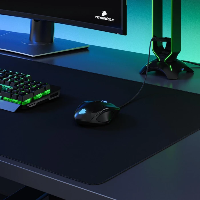 Titanwolf XXXL Übergröße Gaming-Mauspad, 1000x500mm, schwarz