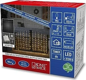 Konstsmide Lichtervorhang Eisregen LED 96x bernstein