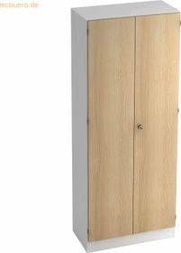 Hammerbacher Schrank 5OH V6100, Streifengriff, weiß/eiche, Schrankwand