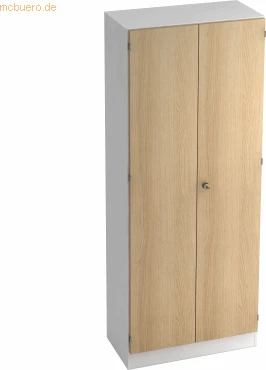 Hammerbacher Schrank 5OH V6100, Streifengriff, weiß/eiche, Schrankwand