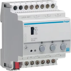 Hager KNX Schalt-/Dimmaktor 3-fach, 2300W, 4TE REG (TX211A)