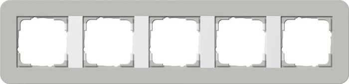 Gira E3 Abdeckrahmen 5fach mit Trägerrahmen reinweiß Soft-Touch, grau