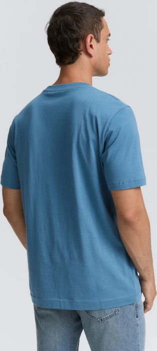 Tom Tailor Logo-Print T-Shirt kurzarm real teal blue (Herren)