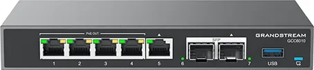 Grandstream GCC6000 Series Convergence Solutions GCC6010 Rackmount Gigabit Router, 5x RJ-45, 2x SFP, 36W PoE+