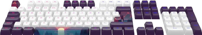 Dark Project Sunrise Multilingual Keycaps, Kunststoff (PBT) Double-Shot, CSA-Profil, weiß/violett, 177 Tasten, ANSI & ISO