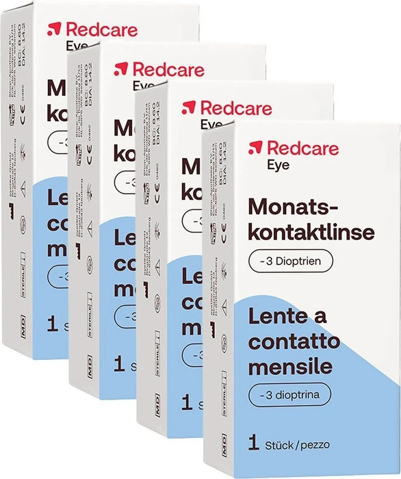 Redcare Monatskontaktlinse, -3.00 Dioptrien, 4 Stück