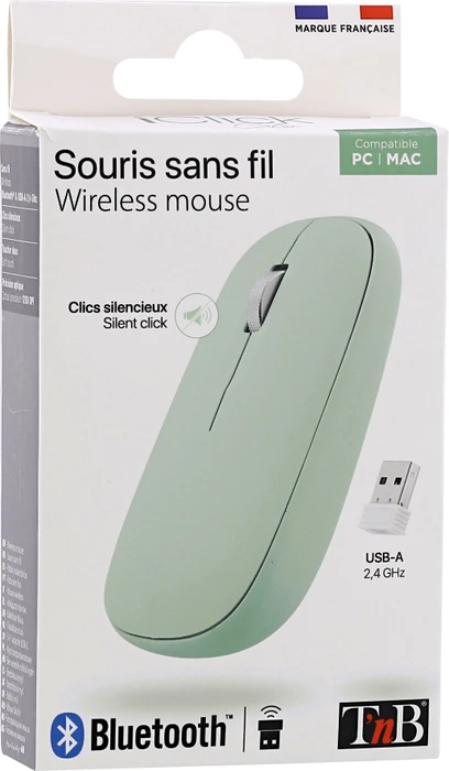 T'nB iClick color DUAL CONNECT Mouse grün, USB/Bluetooth