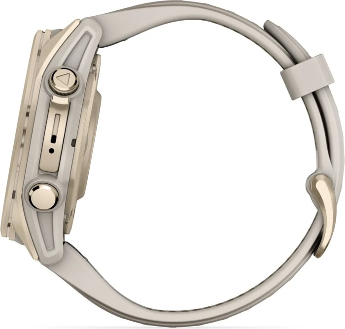 Garmin Fenix 8 43mm Sapphire soft gold/fog grey-dark sandstone silicone