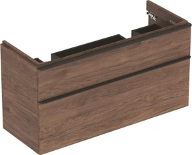 Geberit Smyle Square Unterschrank für Doppelwaschtisch 118.4x61.7x47cm, 2 Schubladen, Nussbaum