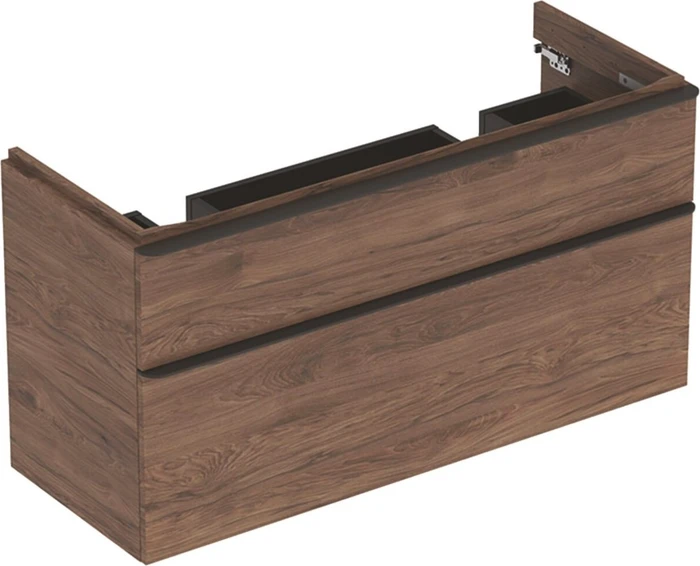 Geberit Smyle Square Unterschrank für Doppelwaschtisch 118.4x61.7x47cm, 2 Schubladen, Nussbaum