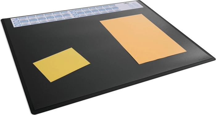 Durable 7223 Schreibunterlage PP mit Jahreskalender und transparenter Abdeckung, 650x500mm, schwarz