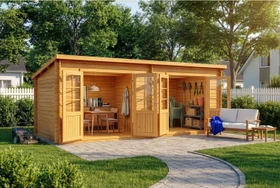 Alpholz Gartenhaus Maria Twin 601x275cm natur