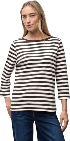 Street One Gestreiftes U-Boot Shirt langarm deep roast brown (Damen)