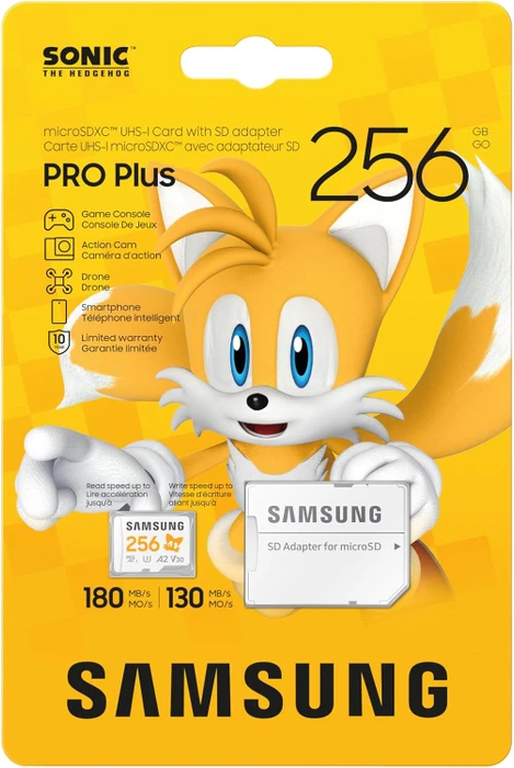 Samsung PRO Plus R180/W130 256GB Sonic the Hedgehog Kit, UHS-I U3, A2, Class 10