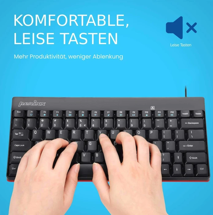 Perixx Periboard-422 Mini-C Keyboard, schwarz, USB, DE