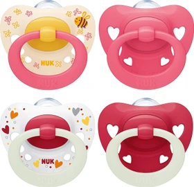 NUK Signature Schnuller, 6-18M, Silikon, herzen, 4 Stück