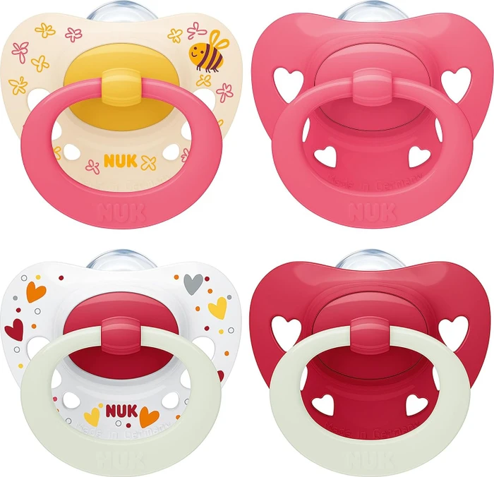 NUK Signature Schnuller, 6-18M, Silikon, herzen, 4 Stück