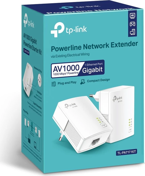 TP-Link Powerline AV1000 Starter Kit, HomePlug AV2, RJ-45, 2er-Pack