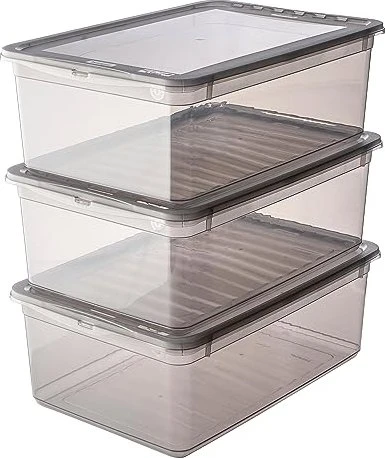 Keeeper Bea Aufbewahrungsbox, 11l, grau/transparent, 3er-Pack