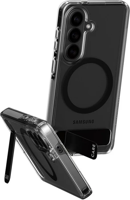 PanzerGlass Care Urban Explorer Case Transparent w. Black Kickstand & Qi für Samsung Galaxy S26