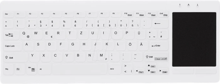 Contour Design Active Key desinfizierbare Hygiene-Tastatur mit großem Touchpad, vollversiegelt, weiß, USB, DE