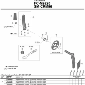 Shimano XTR FC-M9220 165mm Kurbelarm links