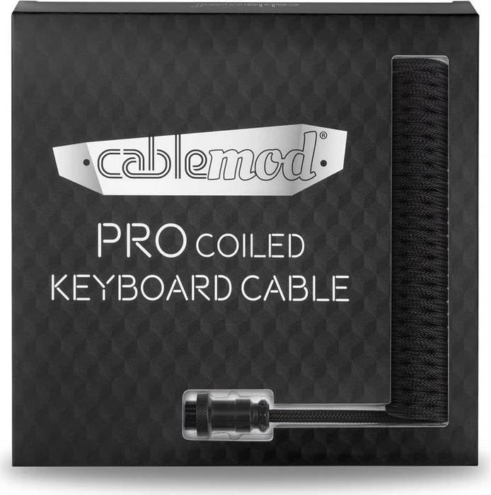 CableMod Pro Coiled Keyboard Cable USB Micro-B auf USB-A, Tastaturkabel (Spiral-Textilkabel), 1.5m, Midnight Black