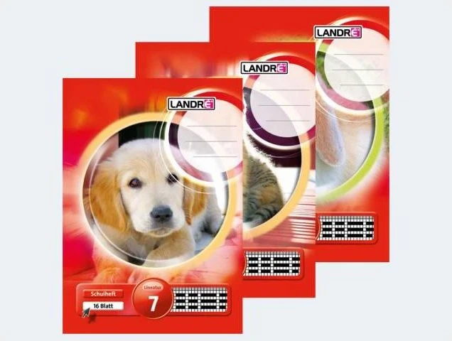 Landré Schulheft, A5, Lineatur 7, 16 Blatt, 10er-Pack