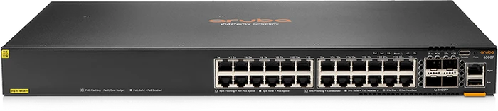 HPE Aruba CX 6300 Series 6300F Rackmount Gigabit Managed Switch, 24x RJ-45, 4x SFP56, 370W PoE+