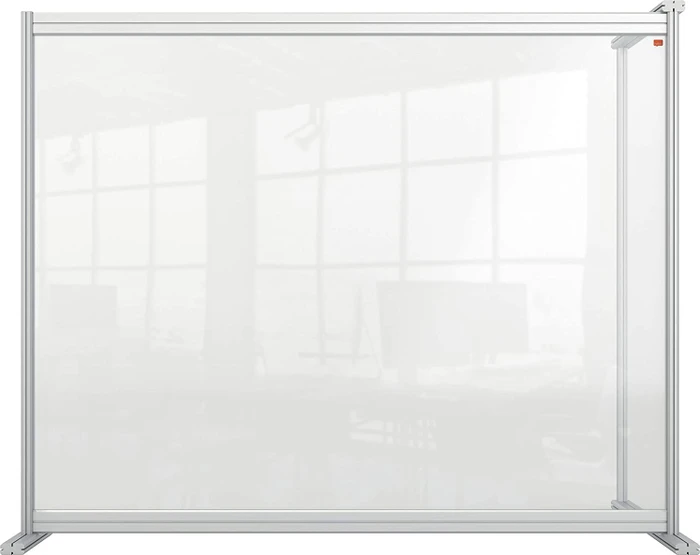 Nobo Premium Plus Erweiterung Schreibtisch-Trennwand aus Acryl, transparent/silber, 120x100cm