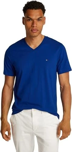 Tommy Hilfiger V-Neck Flag-Stickerei T-Shirt kurzarm wedge blue (Herren)