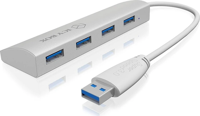 RaidSonic Icy Box IB-AC6401 silber USB-Hub, 4x USB-A 3.0, USB-A 3.0 [Stecker]
