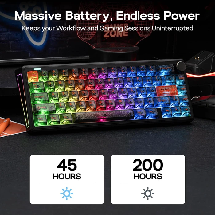 Epomaker TH65 Wireless, schwarz, LEDs RGB, hot-swap, Epomaker Creamy Jade, USB/Bluetooth, US