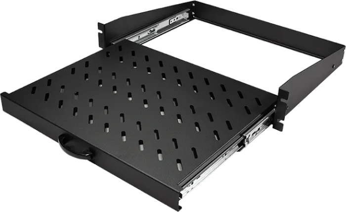 LogiLink 19" Fachboden Befestigung vorne, RAL 9005, 450mm Einbautiefe, 2HE