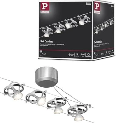 Paulmann Cardan Basisset Seilsystem Spot GU5.3 10m chrom matt, 4 Stück