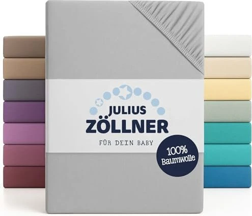 Julius Zöllner Spannleintuch für Wiege/Stubenwagen Jersey 40x90cm hellgrau